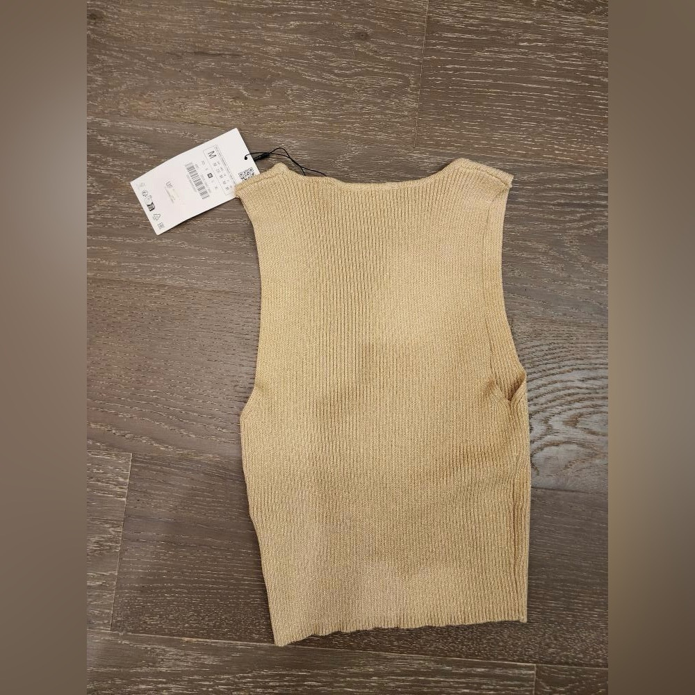 NWT Zara Gold Ribbed Tank | Size M - Picture 2 of 5